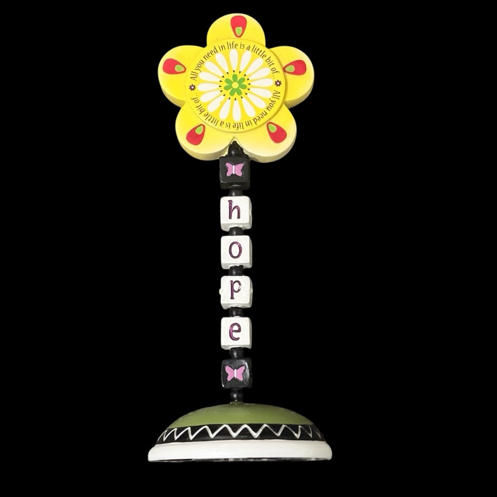 Groovy Garden Sunflower Inspirational Shelf Sitter with “Hope”  Black Dots